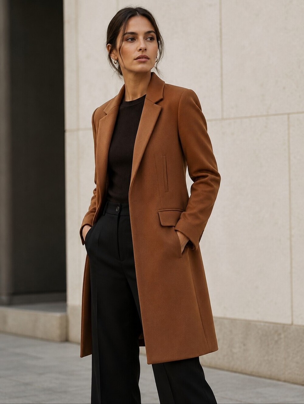 NWOT Zara Tan Front Button Closure Coat